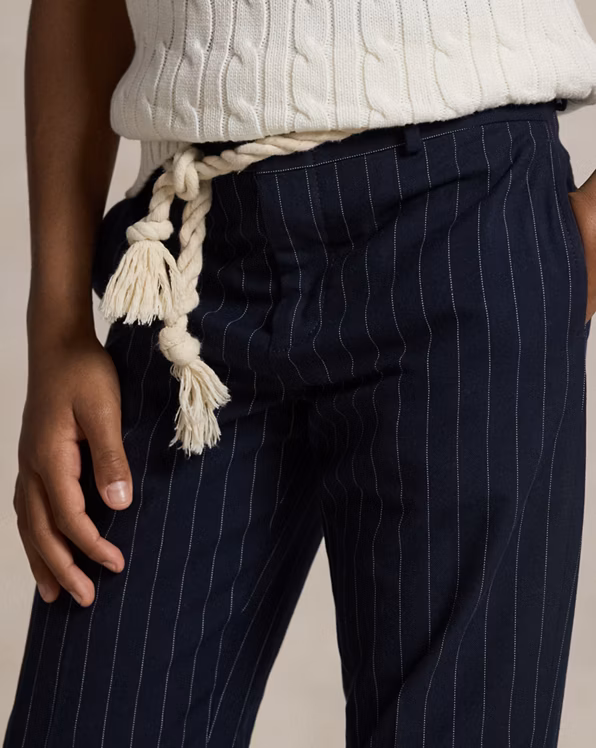 Rope-Stripe Cotton-Silk Suit Trouser
