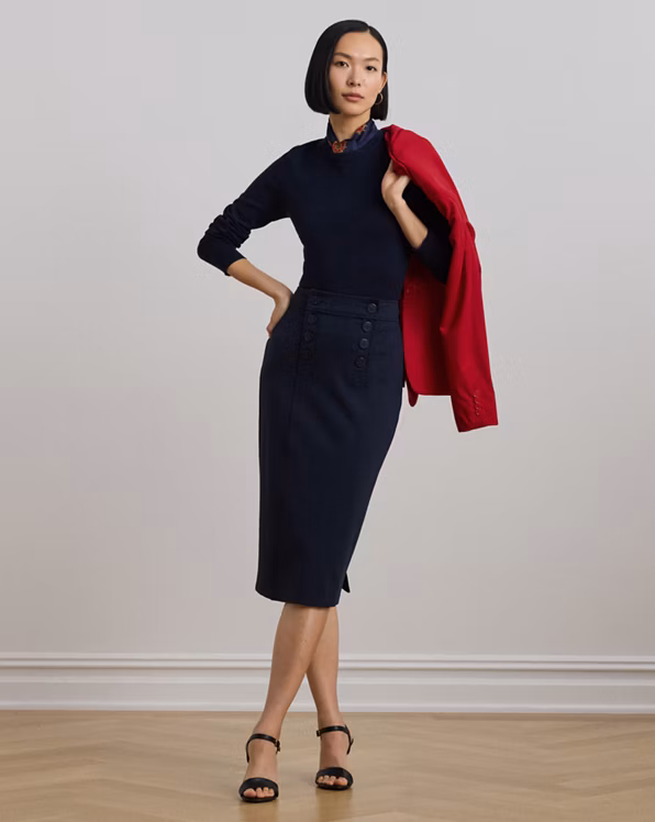 Ponte Sailor Pencil Skirt