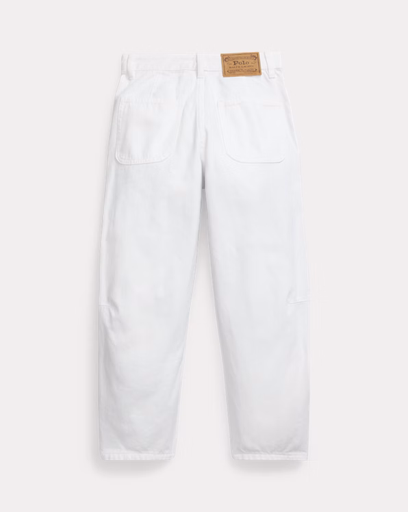 Curved Tapered Cotton Denim Jean