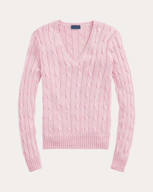Cable-Knit Cotton V-Neck Jumper
