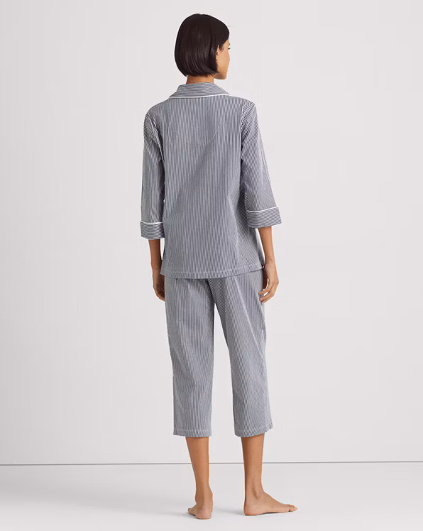 Striped Cotton Jersey Capri Sleep Set