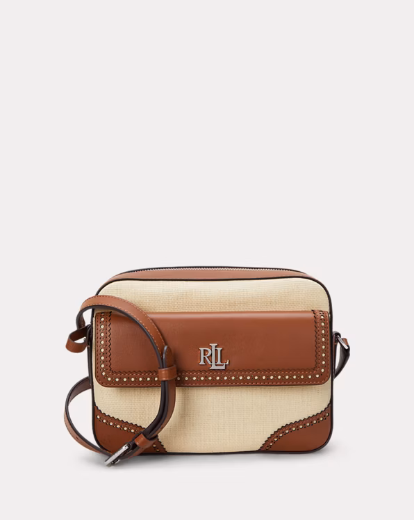 Straw & Leather Medium Marcy Camera Bag