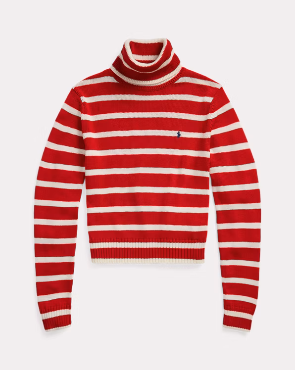 Striped Cotton Roll Neck Jumper