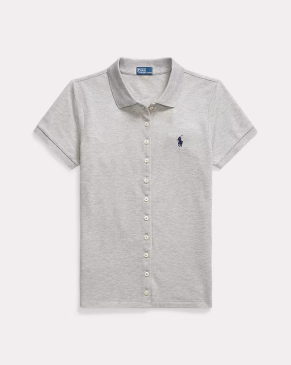 Buttoned-Placket Polo Shirt