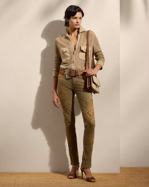 Linen-Blend Mesh Jumper Shirt