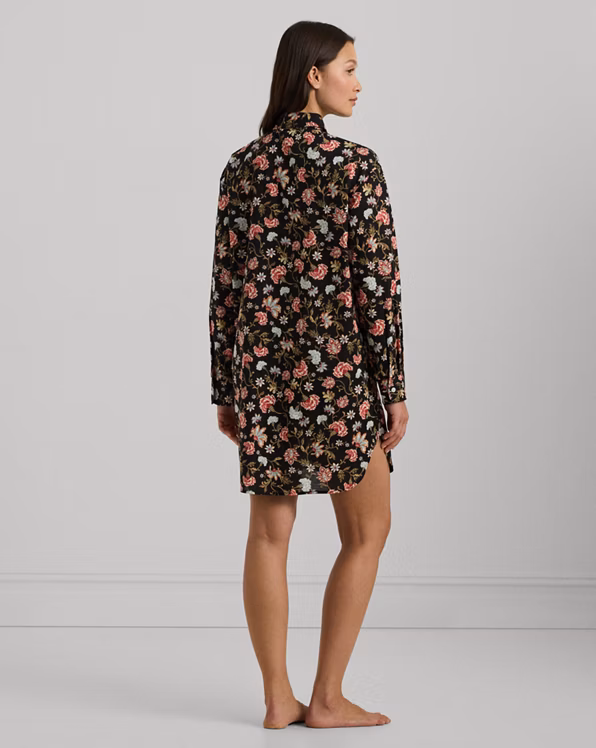 Floral Cotton-Blend Lawn Sleep Shirt