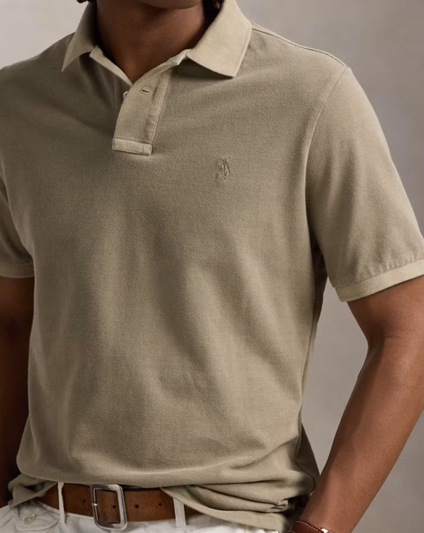 Custom Slim Mineral-Dyed Mesh Polo Shirt