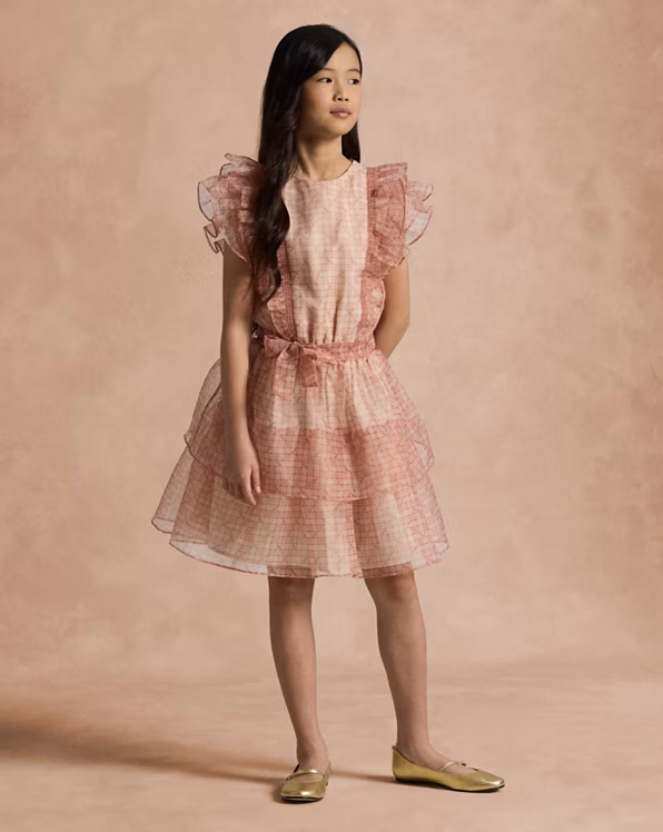 Floral Plaid Organza Dress