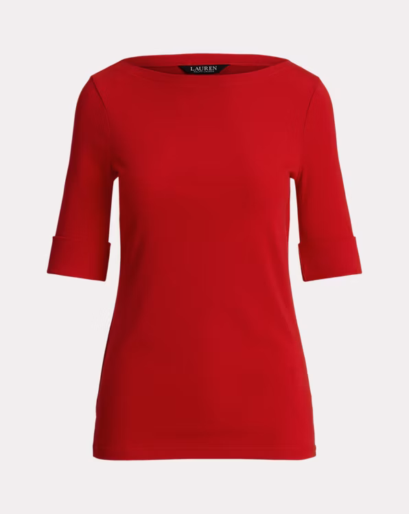 Stretch Cotton Boatneck Tee