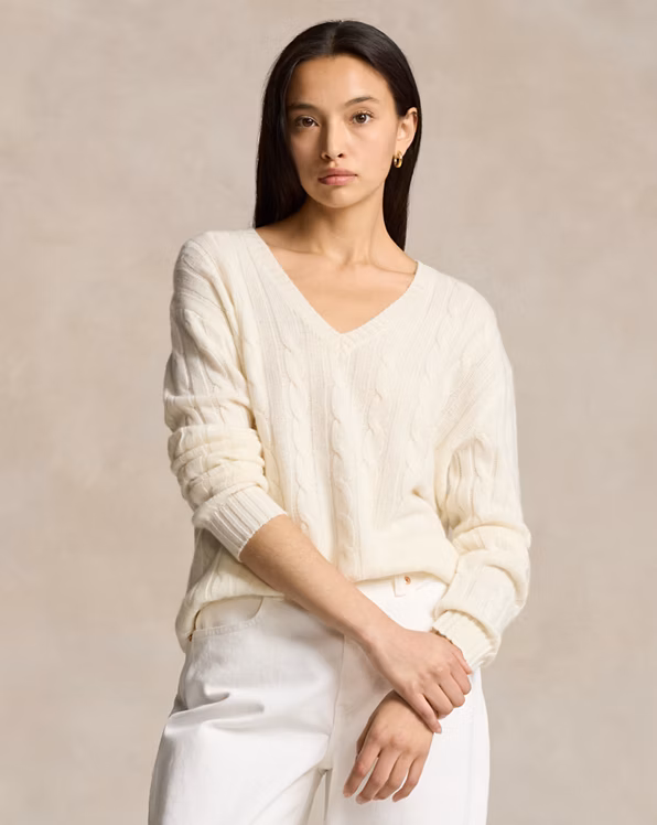 Relaxed Fit Cable Cashmere Jumper