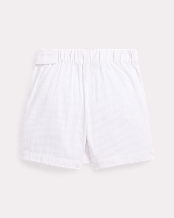 Pleated Cotton Seersucker Wrap Skort