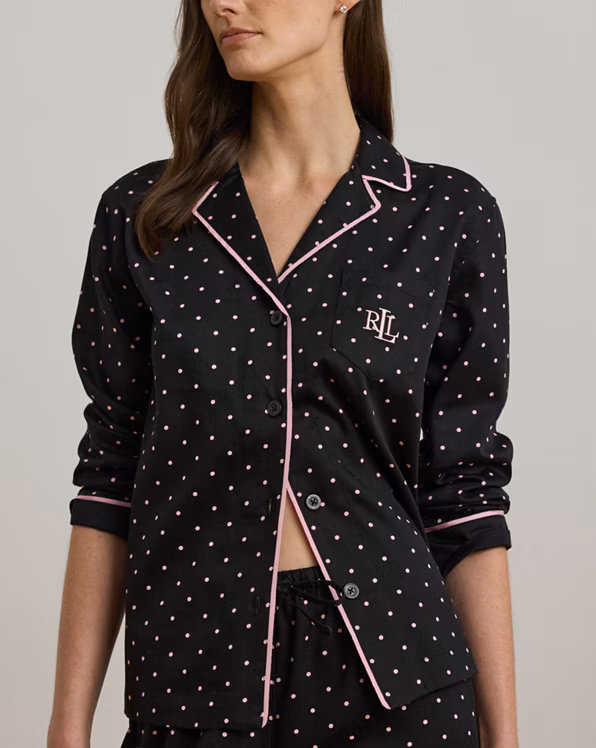 Polka-Dot Cotton-Blend Sateen Sleep Set