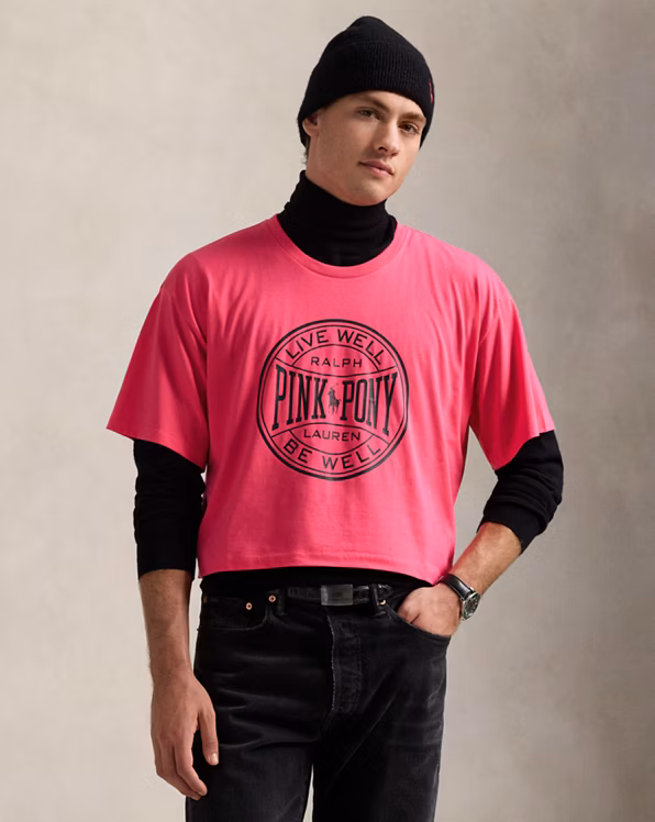 Pink Pony Cotton Jersey Cropped Tee