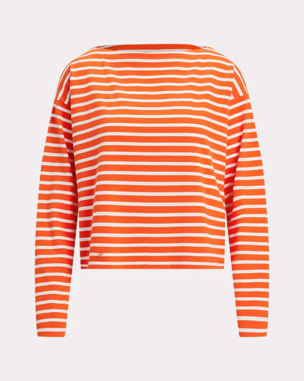 Striped Cotton Jersey Boatneck Top