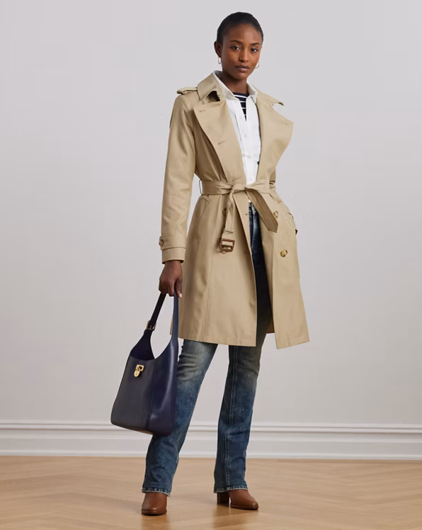 Double-Breasted Cotton-Blend Trench Coat