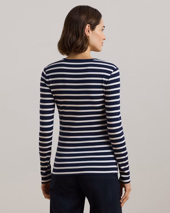 Striped Stretch Cotton Long-Sleeve Tee