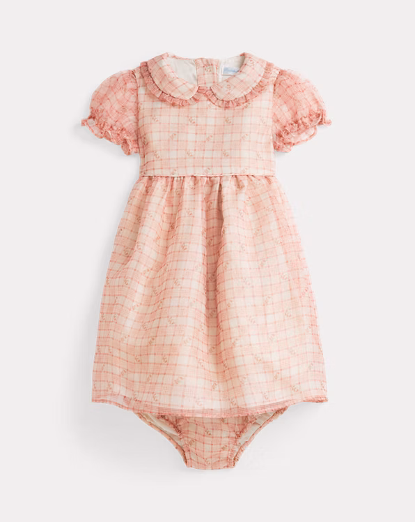 Floral Plaid Organza Dress & Bloomer