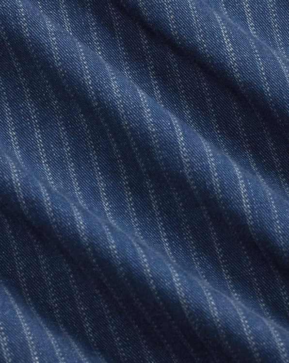 Indigo Striped Denim Wrap Top