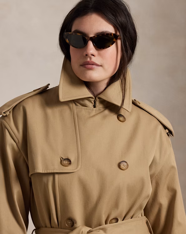 Double-Breasted Twill Trench Coat