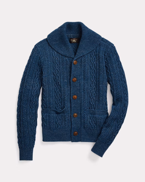 Cable Cotton-Wool Shawl Cardigan