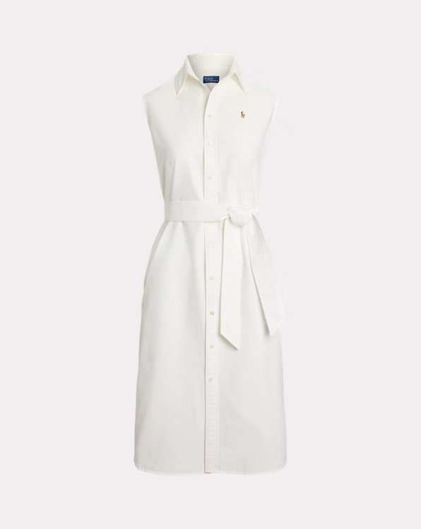 Belted Oxford Sleeveless Shirtdress