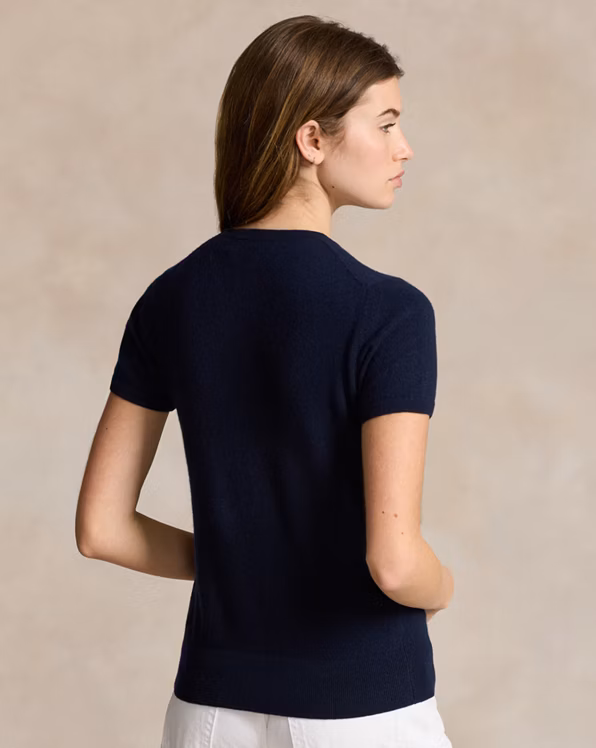 Cashmere Short-Sleeve Crewneck Jumper