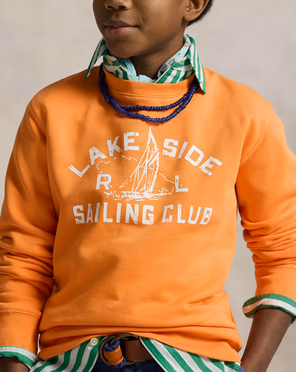 Sailboat-Print Fleece Sweatshirt