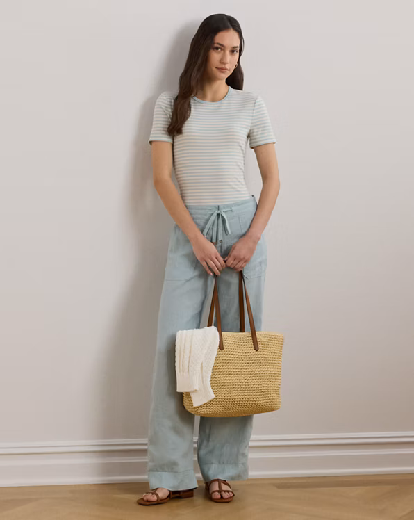 Striped Stretch Cotton Crewneck Tee