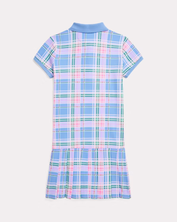 Plaid Cotton Mesh Polo Dress