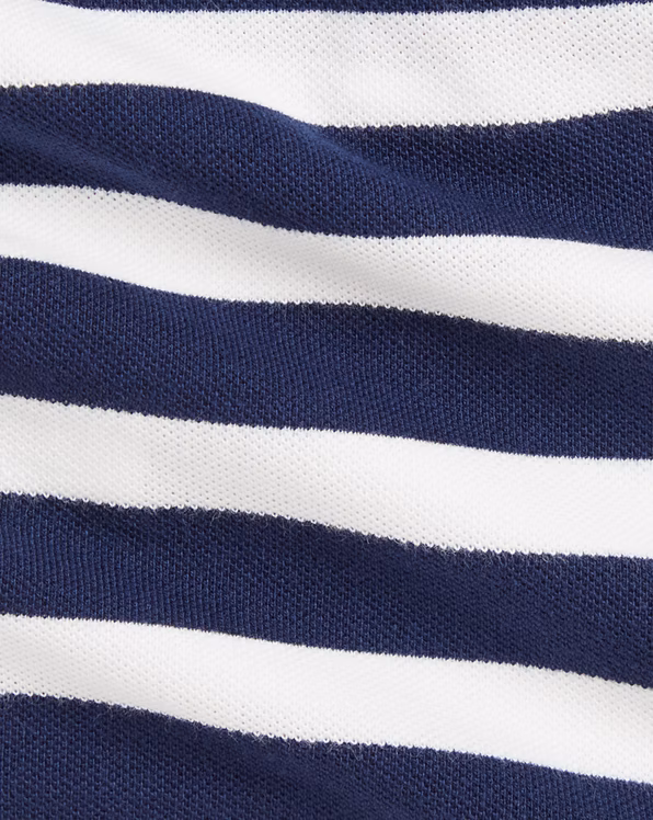 Striped Cotton Mesh Polo Shirt