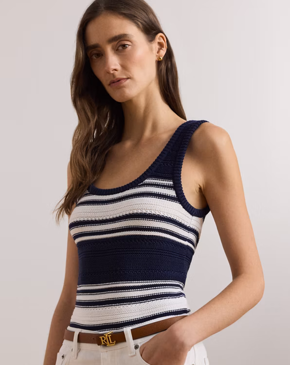 Striped Cotton-Blend Jumper Tank Top