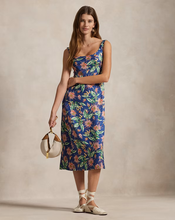 Floral Silk Twill Dress