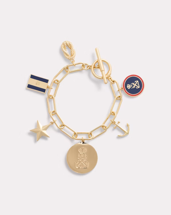 Gold-Plated Brass-Enamel Charm Bracelet