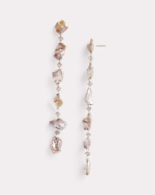 Sterling Silver Pearl Strand Earrings