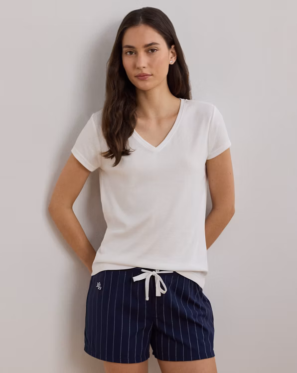 Cotton V-Neck Sleep Tee