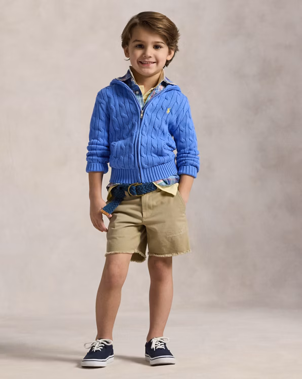 Cable Cotton Hooded Full-Zip Jumper