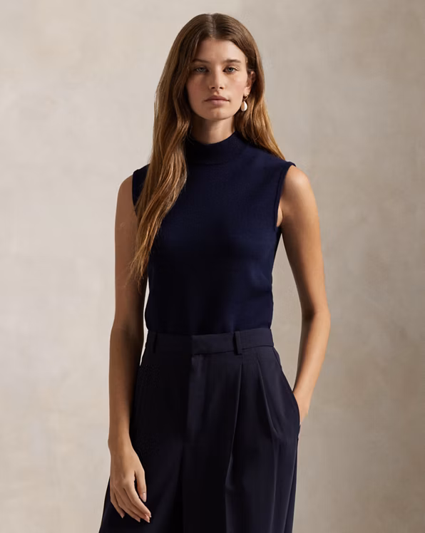 Sleeveless Roll Neck Jumper