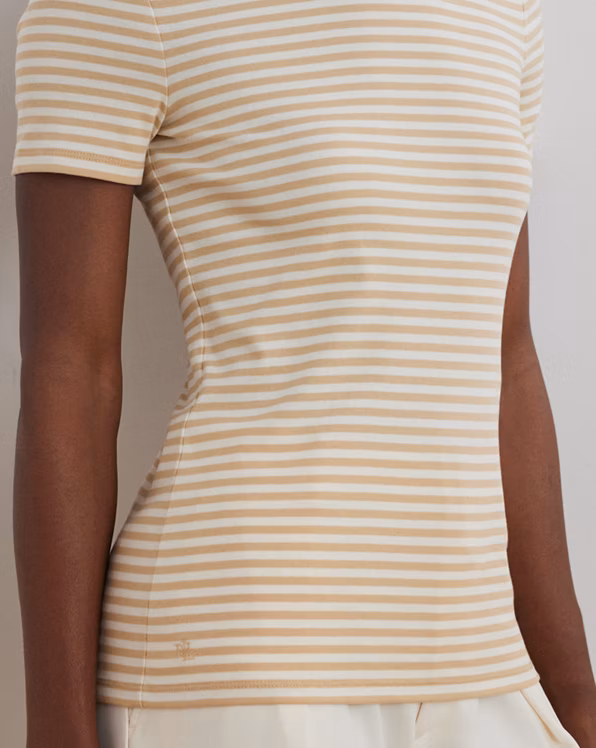Striped Stretch Cotton Crewneck Tee