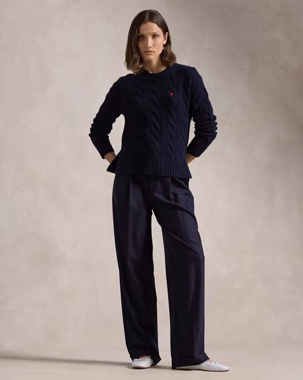 Classic Fit Cable Wool-Cashmere Jumper