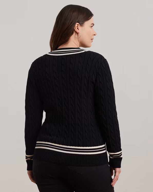Cable-Knit Cotton Cricket Jumper