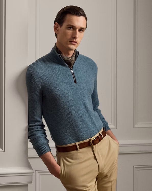Birdseye Cashmere Quarter-Zip Jumper