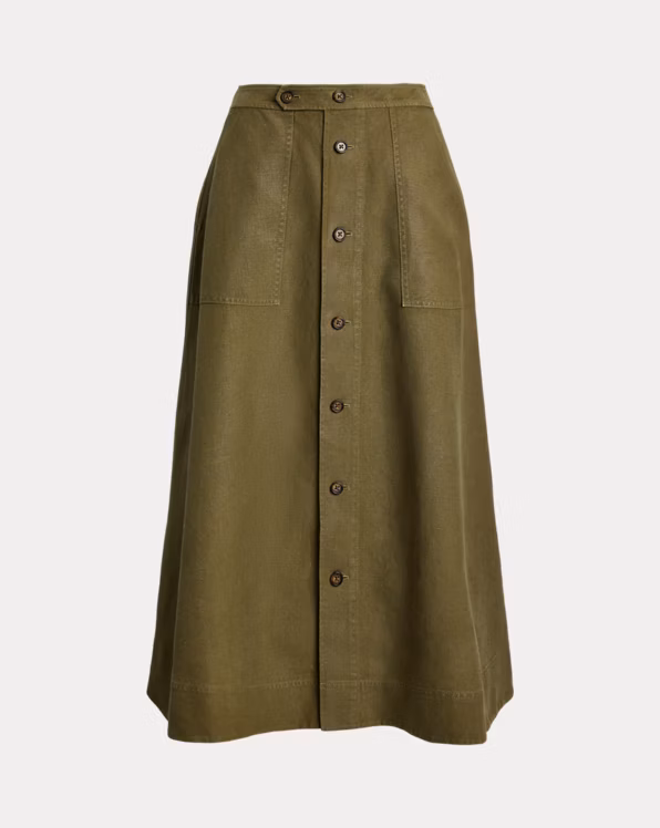 Hemp A-Line Midi Skirt