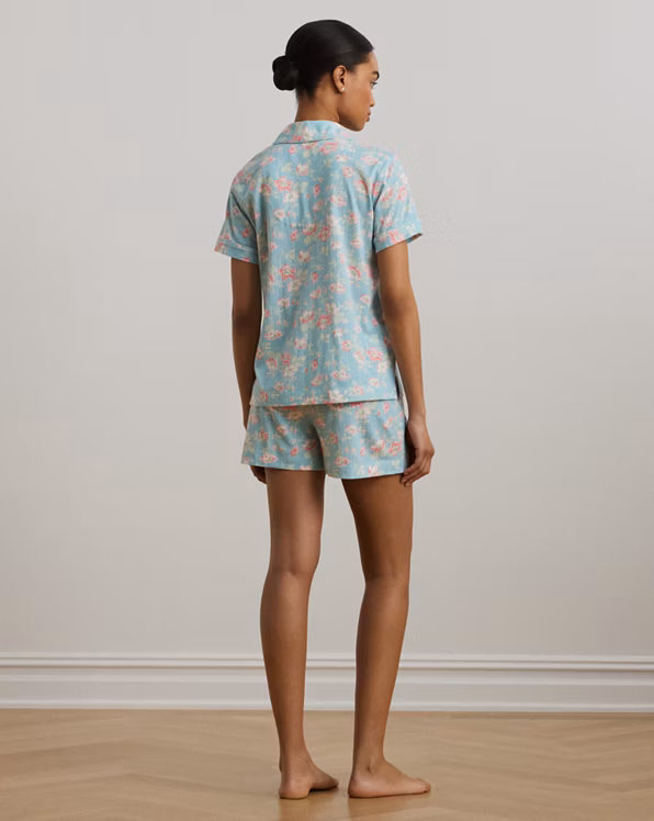 Floral Textured Knit Boxer Sleep Set