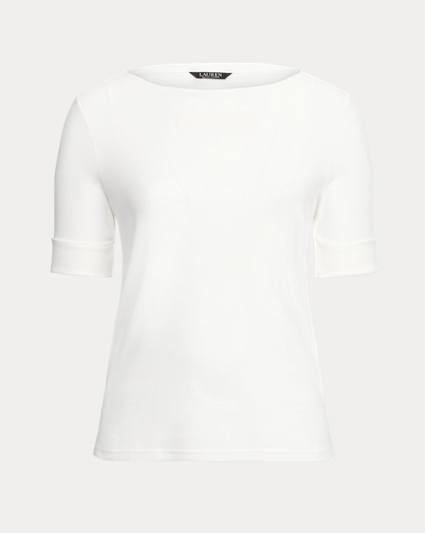Stretch Cotton Boatneck Top