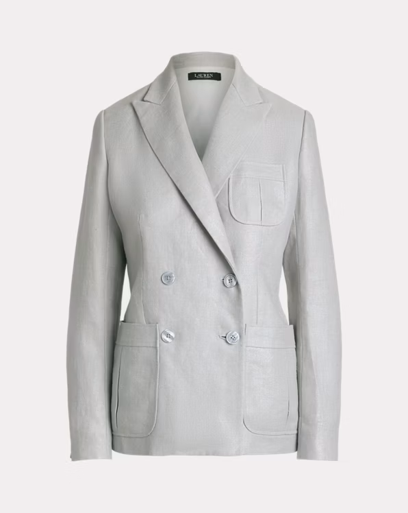 Foiled Linen-Cotton Blazer