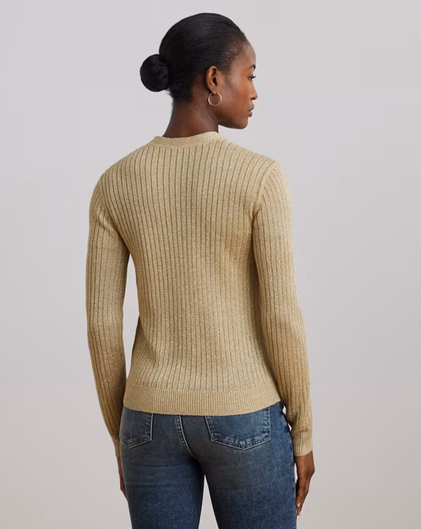 Metallic Linen-Blend Rib-Knit Cardigan