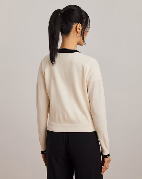 Two-Tone Cotton-Blend Cardigan