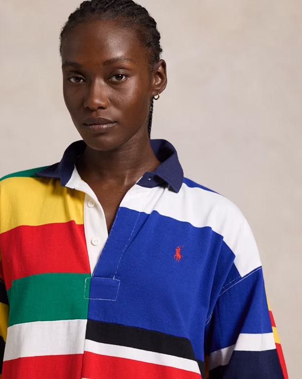 Patchwork-Stripe Jersey Rugby Shirt