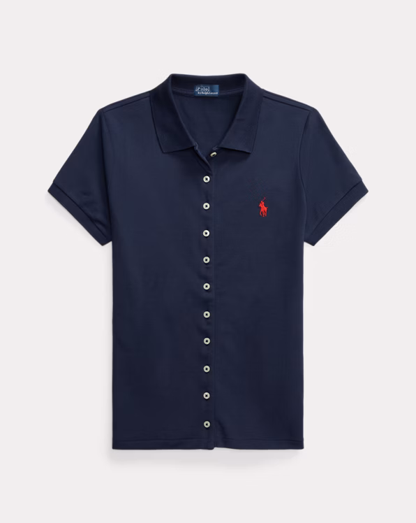 Buttoned-Placket Polo Shirt