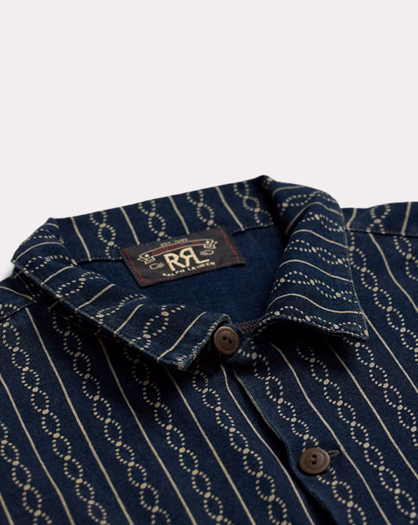Indigo Print Jersey Camp Shirt